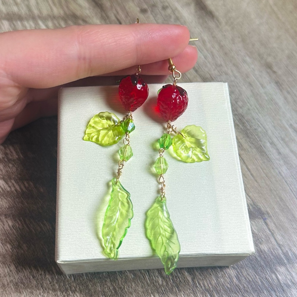 Handmade cottagecore strawberry earrings
